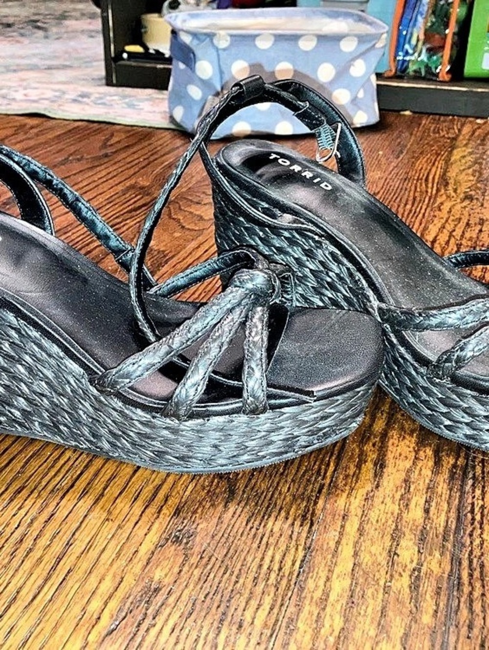 Torrid Black Braided Wedge Sandals Black